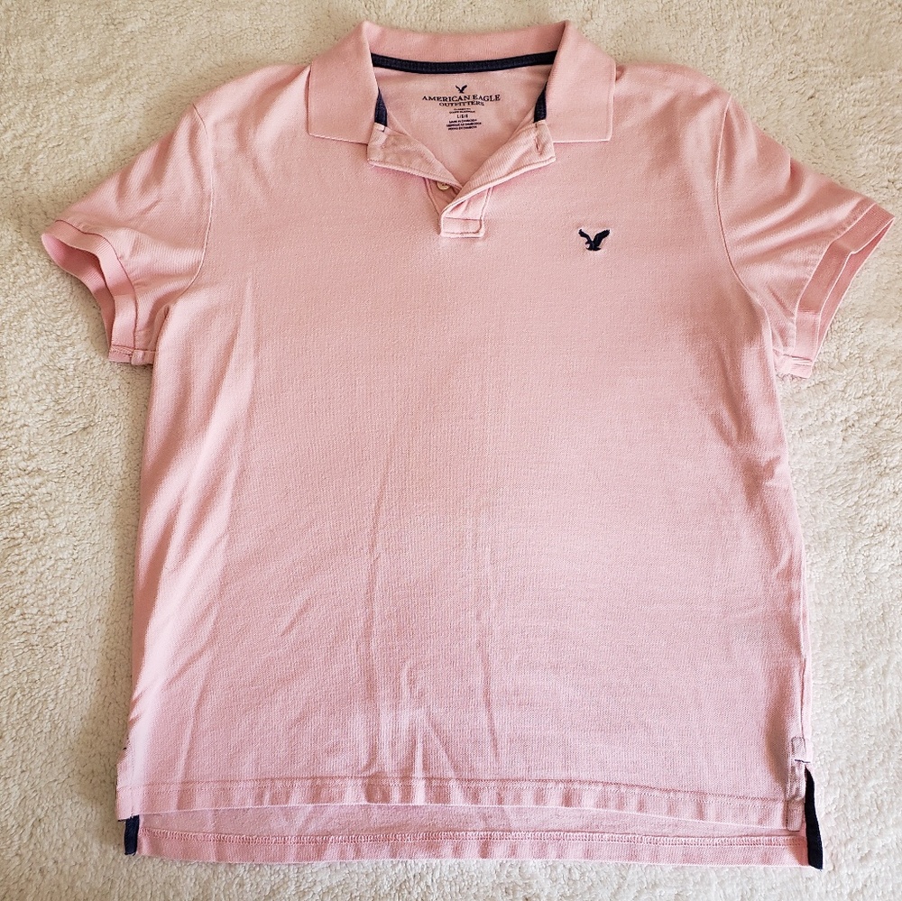 American Eagle Classic Fit Pink Polo